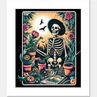 Gardener Skeleton Plant Lover Tarot Card , Gardener Plant Mom Posters and Art